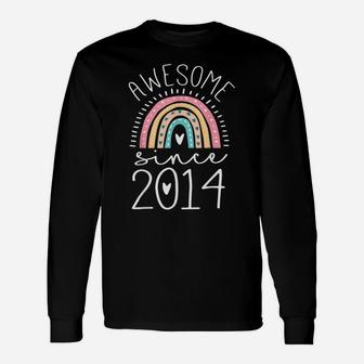 Awesome Since 2014 7Th Birthday Rainbow Gifts Born In 2014 Unisex Long Sleeve | Crazezy UK