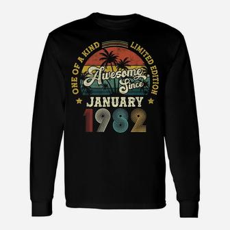 Awesome Since January 1982 Vintage 40Th Birthday Unisex Long Sleeve | Crazezy