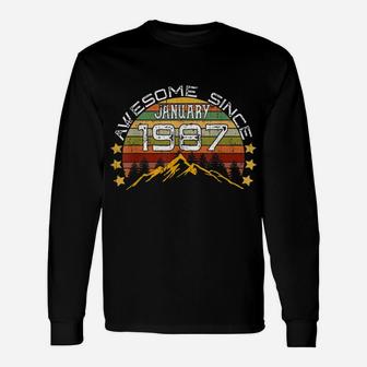 Awesome Since January 1987 34Th Birthday Gift 34 Years Unisex Long Sleeve | Crazezy DE