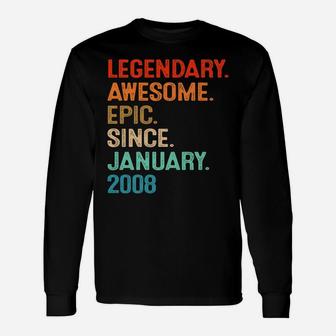 Awesome Since January 2008 13Th Birthday Gift 13 Years Old Unisex Long Sleeve | Crazezy CA