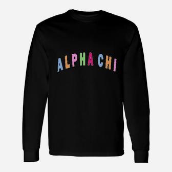 Axo Alpha Chi Omega Rainbow Letter Sorority Long Sleeve T-Shirt - Thegiftio UK