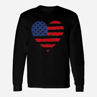 Bangely American Flag Heart Unisex Long Sleeve | Crazezy CA