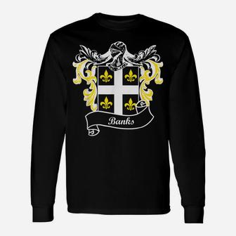 Banks Coat Of Arms Surname Last Name Family Crest Unisex Long Sleeve | Crazezy