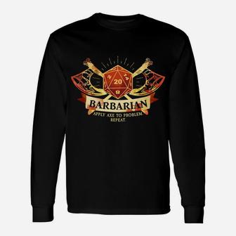 Barbarian Class D20 Tabletop Dungeons Rpg Dragons Unisex Long Sleeve | Crazezy