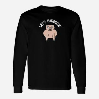 Lets Barbecue Pig Roast White Text Long Sleeve T-Shirt - Thegiftio UK