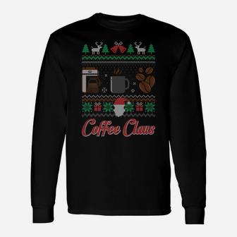 Barista Santa Claus Coffee Lover Ugly Christmas Sweater Unisex Long Sleeve | Crazezy