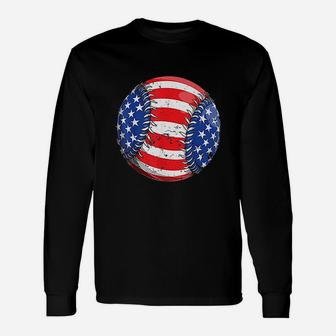 Baseball American Flag Unisex Long Sleeve | Crazezy CA
