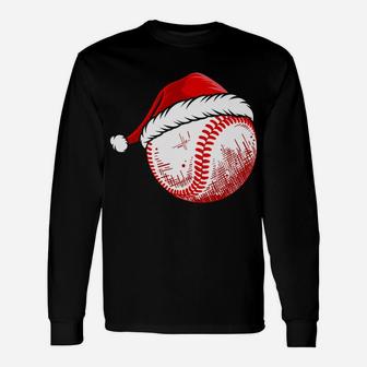 Baseball Wearing Santa Hat Funny Baseball Christmas Matching Unisex Long Sleeve | Crazezy