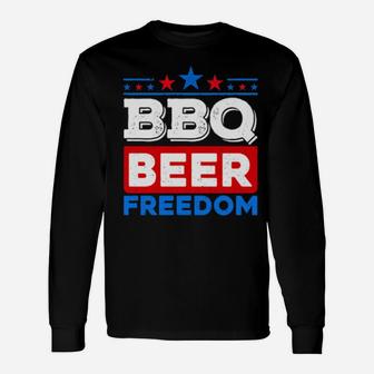 Bbq Beer Freedom America Usa Party 4Th Of July Summer Long Sleeve T-Shirt - Monsterry