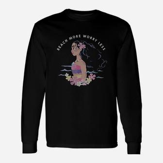 Beach More Text Poster Unisex Long Sleeve | Crazezy CA
