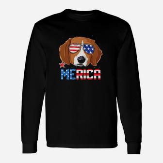 Beagle 4Th Of July Merica Sunglasses Usa American Flag Long Sleeve T-Shirt - Monsterry