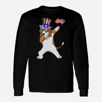 Beagle Dabbing Dog Dad 4Th Of July Long Sleeve T-Shirt - Monsterry