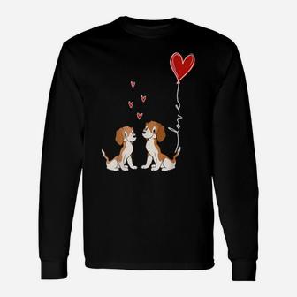 Beagle Dog Happy Valentines Day Couple Matching Long Sleeve T-Shirt - Monsterry