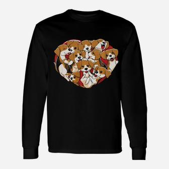 Beagle Heart Shape Dog Lovers Valentines Day Long Sleeve T-Shirt - Monsterry AU