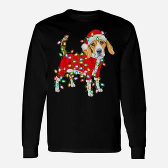Beagle Lover Xmas Lighting Santa Hat Beagle Christmas Sweatshirt Unisex Long Sleeve | Crazezy DE