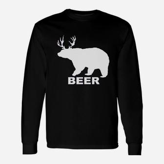 Bear And Deer Is Beer Funny Unisex Long Sleeve | Crazezy
