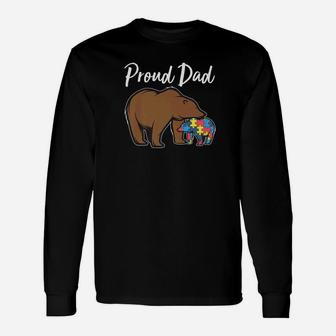 Bear Autism Puzzle Awareness Proud Dad Tee Long Sleeve T-Shirt - Thegiftio UK