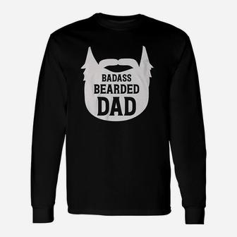 Bearded Dad Manly Beard Silhouette Funny Father Parent Unisex Long Sleeve | Crazezy CA