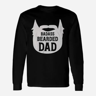 Bearded Dad Manly Beard Silhouette Funny Father Parent Unisex Long Sleeve | Crazezy CA