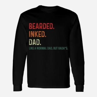Bearded Inked Dad Funny For Daddy Tattoo Man Father Vintage Unisex Long Sleeve | Crazezy CA