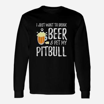Beer And Pitbull Funny Dog Mom Or Dog Dad Gift Idea Unisex Long Sleeve | Crazezy AU