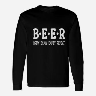 Beer Brew Enjoy Empty Repeat Long Sleeve T-Shirt - Thegiftio UK