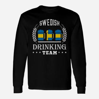 Beer Swedish Drinking Team Casual Sweden Flag Shirt Long Sleeve T-Shirt - Thegiftio UK