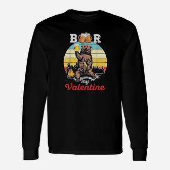 Beer Is My Valentine Drinking Love Sarcastic Bear Long Sleeve T-Shirt - Monsterry DE