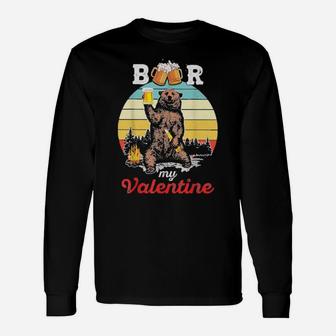 Beer Is My Valentine Drinking Love Sarcastic Bear Long Sleeve T-Shirt - Monsterry DE