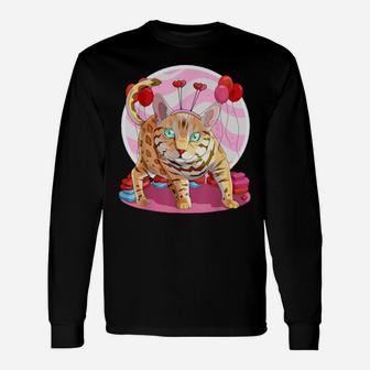 Bengal Cat Heart Valentine Day Long Sleeve T-Shirt - Monsterry
