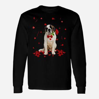 Bernard Valentine's Day Outfit Dog Valentine Long Sleeve T-Shirt - Monsterry