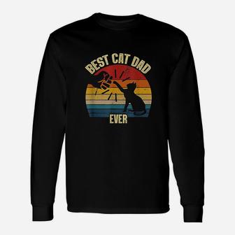 Best Cat Dad Ever Funny Cat Daddy Father Vintage Unisex Long Sleeve | Crazezy UK