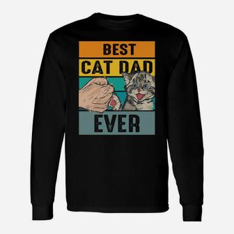Best Cat Dad Ever Vintage Daddy Funny Cat Unisex Long Sleeve | Crazezy CA
