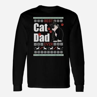 Best Dad Ever Best Cat Parents Tuxedo Cat Lovers Xmas Gift Unisex Long Sleeve | Crazezy