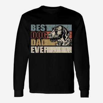 Best Dog Dad Ever Funny Glasses German Wirehaired Pointer Unisex Long Sleeve | Crazezy