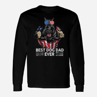 Best Dog Dad Ever Scottish Terrier Dog American Flag Unisex Long Sleeve | Crazezy DE