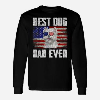 Best Dog Dad Ever Westie American Flag Unisex Long Sleeve | Crazezy UK