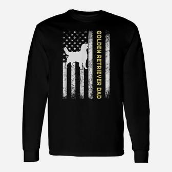 Best Golden Retriever Dad Ever Shirt Dog Lover American Flag Unisex Long Sleeve | Crazezy