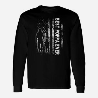 Best Poppa Ever Usa Flag Father's Day Grandpa Gift Unisex Long Sleeve | Crazezy