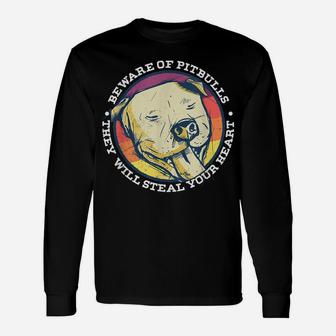 Beware Of Pitbulls Dogs Owner Puppy Dog Breed Pet Lovers Unisex Long Sleeve | Crazezy AU