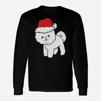 Bichon Frise Dog With Santa Hat Christmas Bichon Frise Unisex Long Sleeve | Crazezy