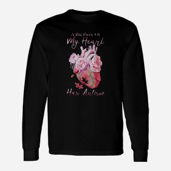 A Big Piece Of My Heart Has Autism Long Sleeve T-Shirt - Monsterry UK