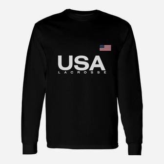 Big Usa Lacrosse Flag Unisex Long Sleeve | Crazezy UK
