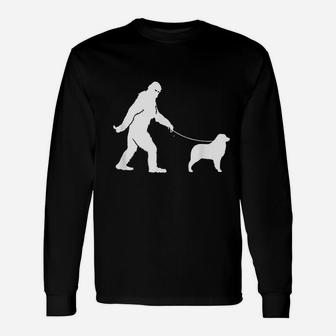 Bigfoot And Australian Shepherd Long Sleeve T-Shirt - Thegiftio