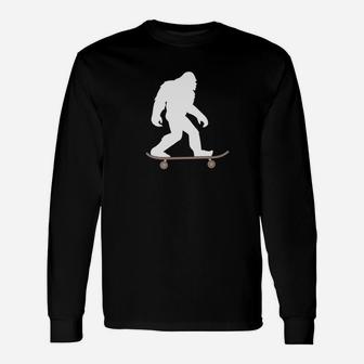 Bigfoot Sasquatch Skate Yeti Skating Long Sleeve T-Shirt - Thegiftio UK