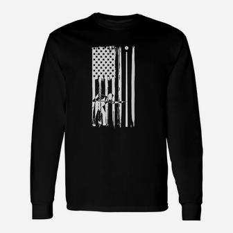 Billiard Pool Player American Usa Flag Long Sleeve T-Shirt - Thegiftio UK