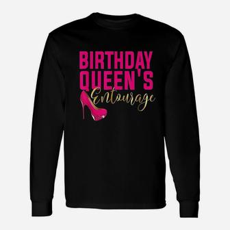 Birthday Queens Squad Matching Party Bestie Pink Shoe Unisex Long Sleeve | Crazezy UK