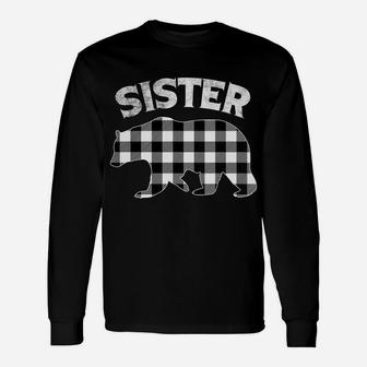 Black And White Buffalo Plaid Sister Bear Christmas Pajama Unisex Long Sleeve | Crazezy