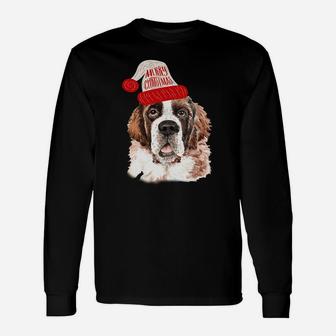 Black Base Saint Bernard Christmas Gift For Dog Lovers Sweatshirt Unisex Long Sleeve | Crazezy
