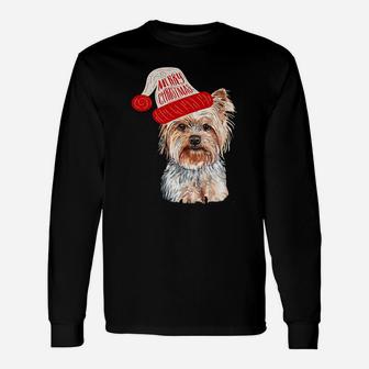 Black Base Yorkie Terrier Christmas Gift For Dog Lovers Unisex Long Sleeve | Crazezy